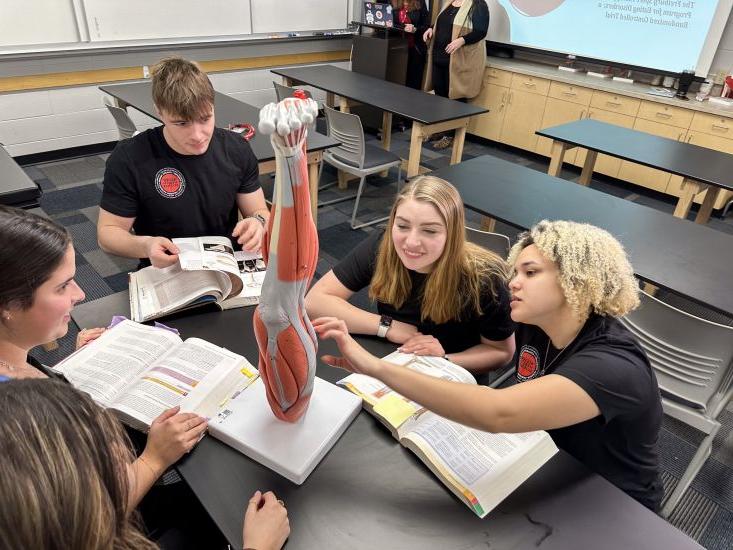 Allied health student majors working in a 博彩网址大全 classroom.